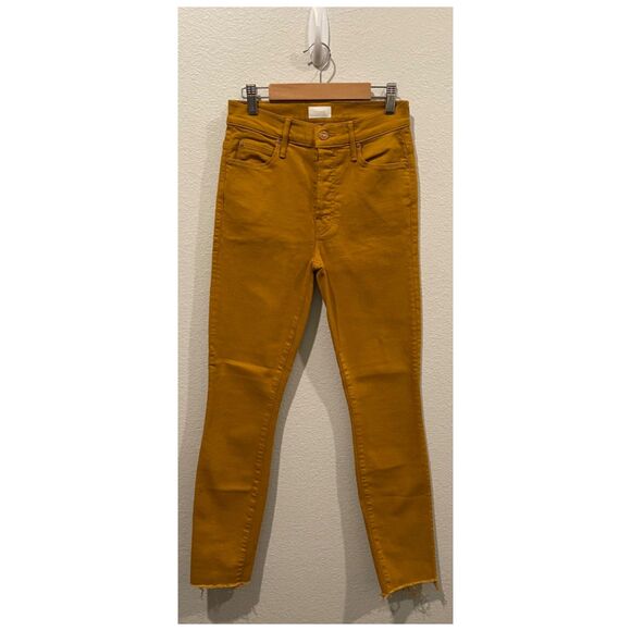 MOTHER Denim - MOTHER The Stunner Ankle Fray Buck Thorn Brown Skinny Button Fly Jeans